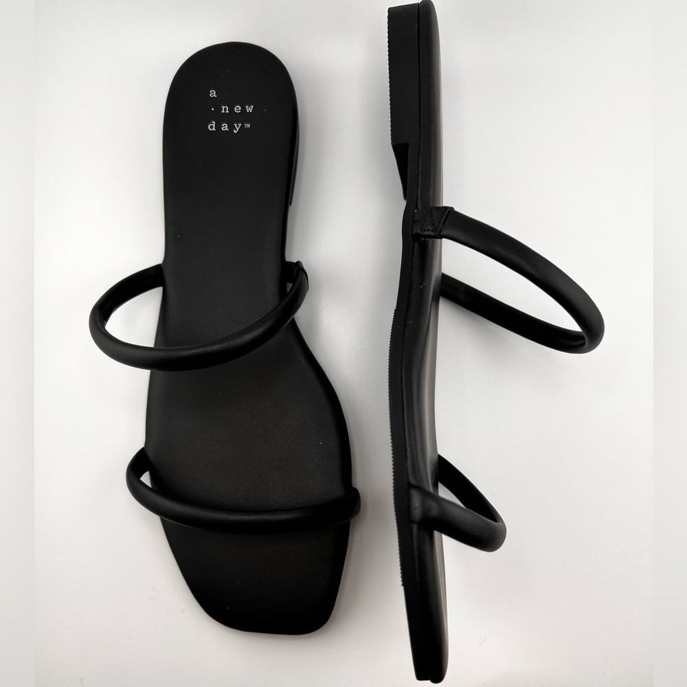 A New Day Black Strappy Sandals Size 9